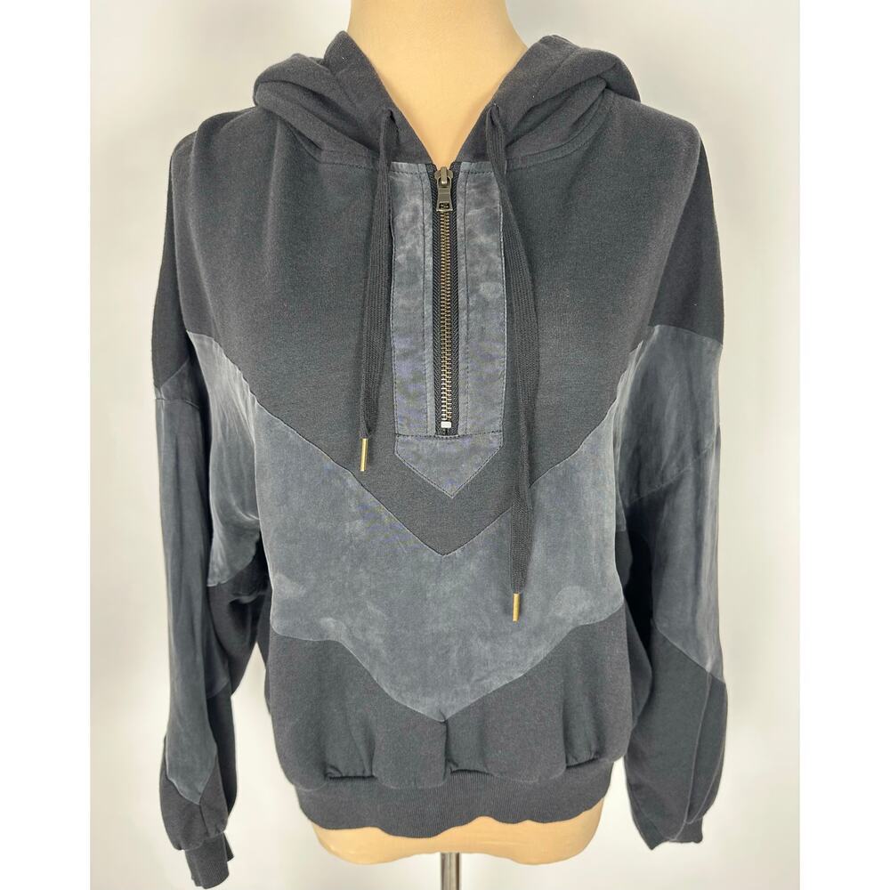 Pink Victoria's Secret Size Medium Two-tone Gray Cropped Hoodie Baggy Loose Fit